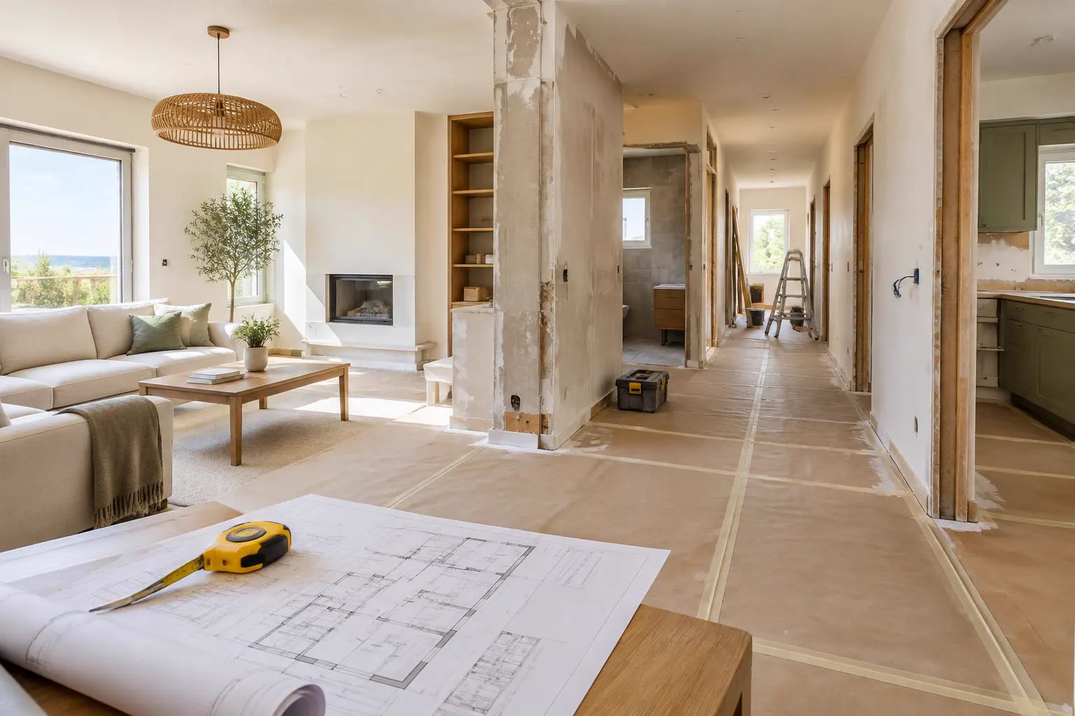 Trabalho de remodelação de casas durante preparação ou avaliação profissional