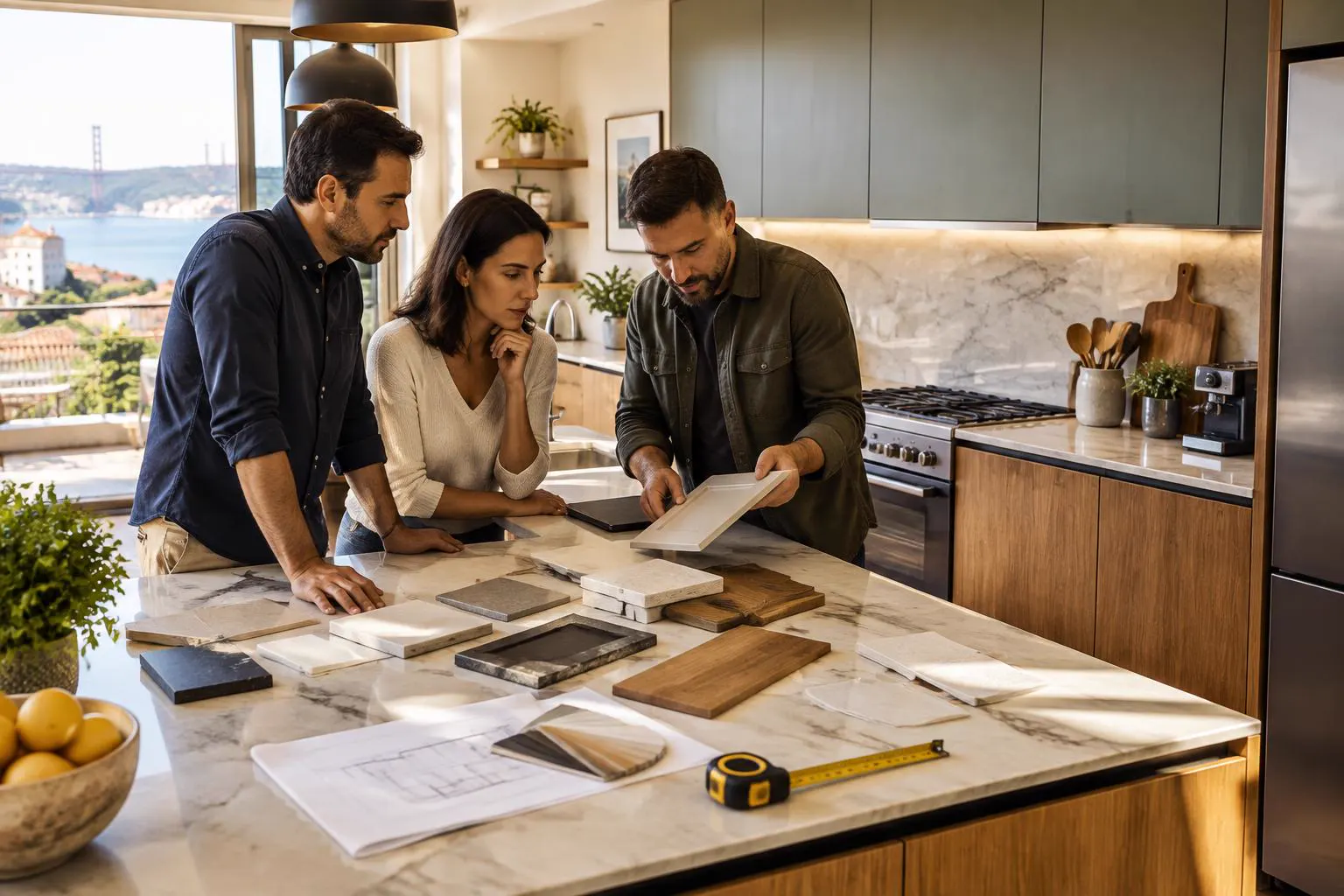 Trabalho de remodelação de cozinhas durante preparação ou avaliação profissional