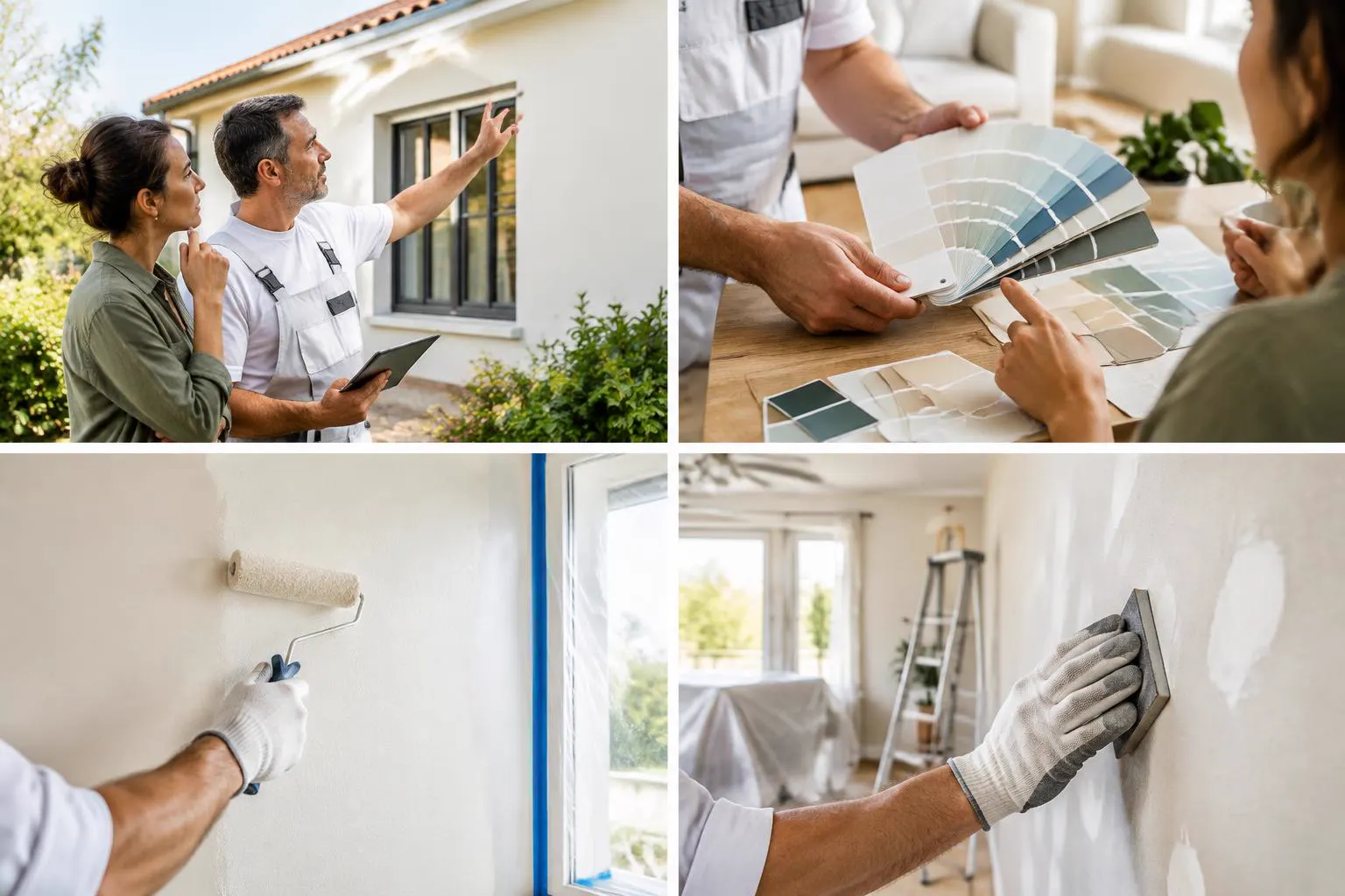 Trabalho de pintura durante preparação ou avaliação profissional